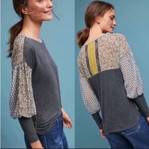 Anthropologie Tiny Raye Gray Mix
Media Top Blouse Sz S